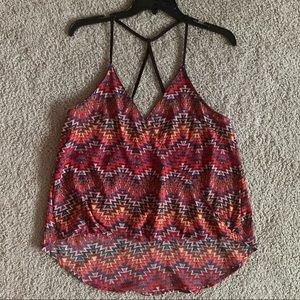Multicolor surplice tank with spaghetti straps